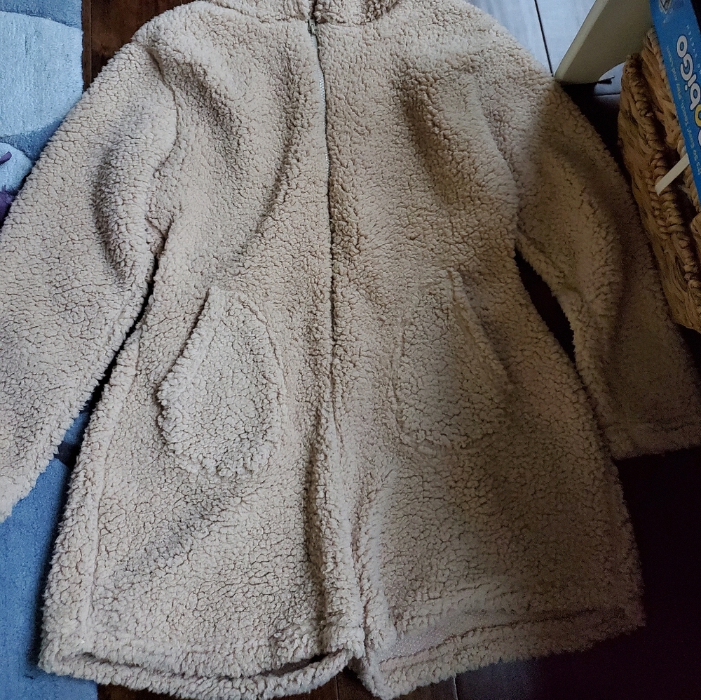 Teddy bear sherpa hooded romper short jumpsuit in beige size xl new - Picture 5 of 8